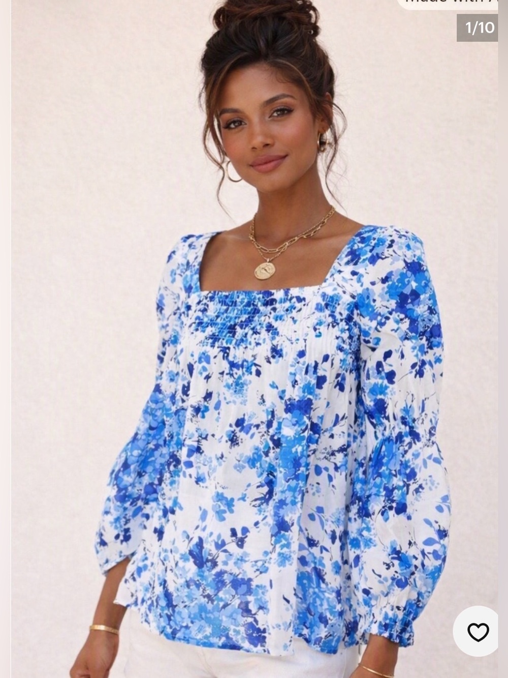 Tuckernuck Blue Meadows Tilly blouse size S
